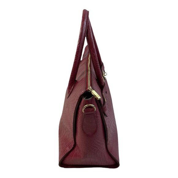 GUNAS NEW YORK Women's HERMIT Burgundy Vegan Leather Double handle Handbag. - Picture 3 of 13
